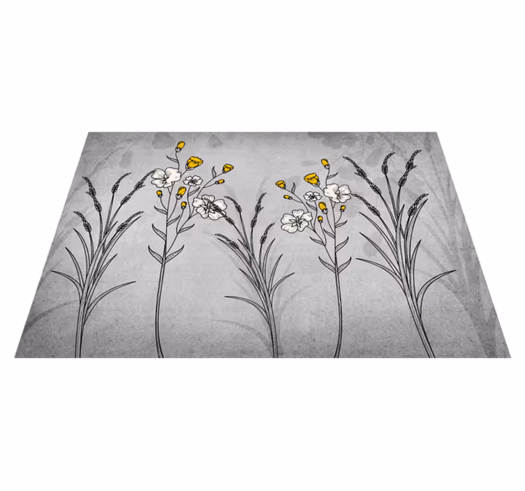 Bloemenschetsdetail vinyl tapijt bloemen en planten - TenStickers