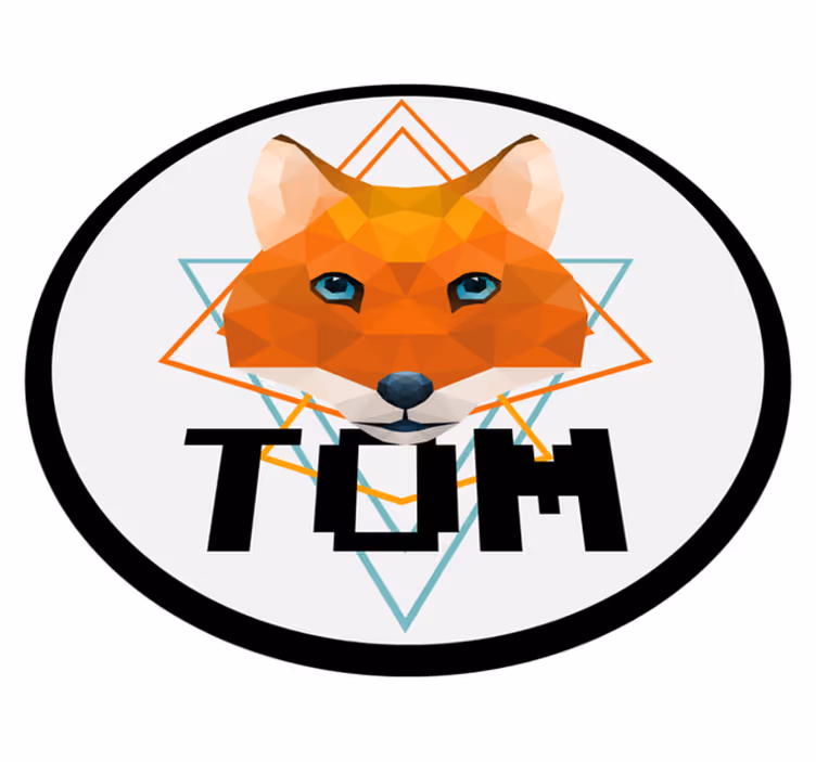 Geometrische vossencirkel vinyl tapijt met naam - TenStickers