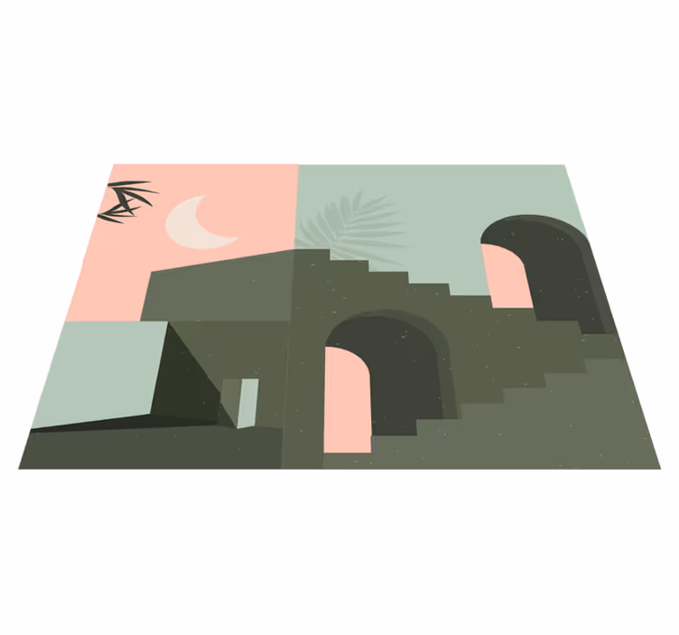 Eenvoudig abstract landschap vinyl tapijt minimalistisch - TenStickers