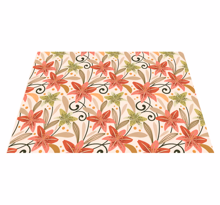Bloemenwervelingspatroon vinyl tapijt bloemen en planten - TenStickers