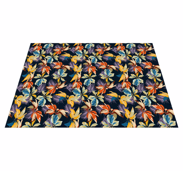 Tropisch botanisch vinyl tapijt bloemen en planten - TenStickers