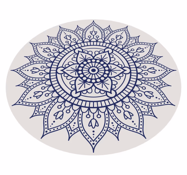 Blauw mandala Vinyl vloerkleed woonkamer - TenStickers