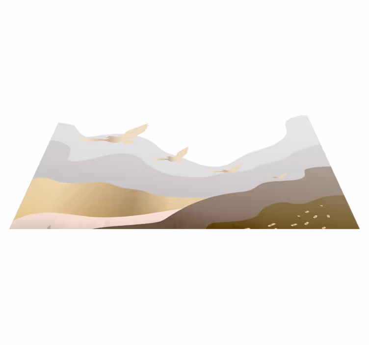 Kalmerende Vogels Silhouet Landschap Vinyl vloerkleed - TenStickers