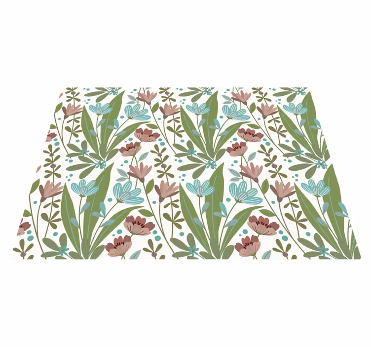 Vinyl tapijt bloemen en planten botanisch patroon - TenStickers