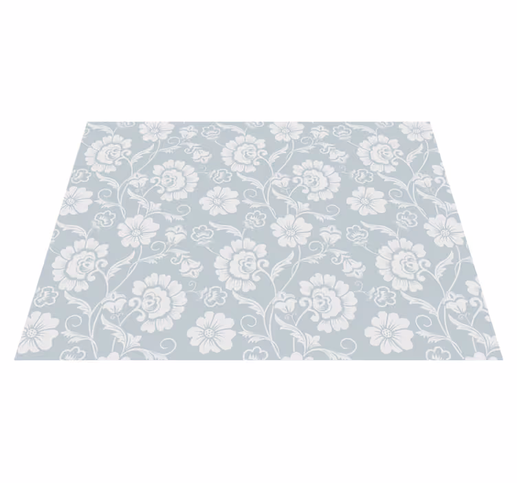 Elegant bloemmotief vinyl tapijt grijs - TenStickers