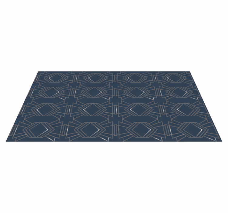 Geometrisch Patroon donkergrijs vinyl vloerkleed - TenStickers