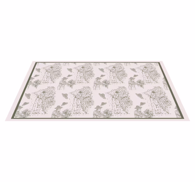 Monochroom boeren Sketch antiek vinyl vloerkleed - TenStickers