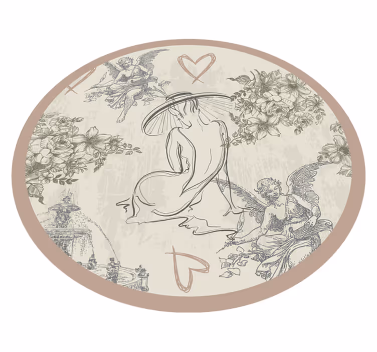Engelachtige Bloemenmotief vinyl tapijt antiek - TenStickers