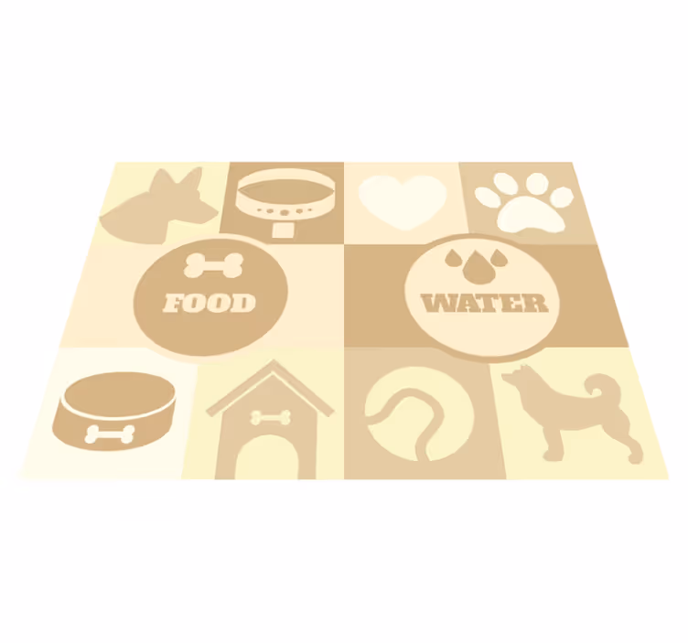 Vinyl tapijt honden water en voer - TenStickers