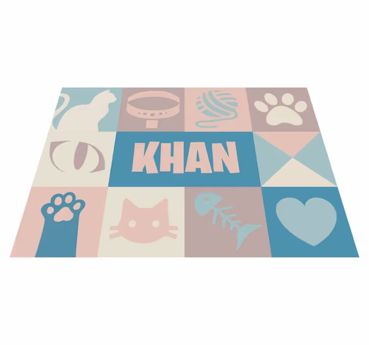 Vinyl tapijt dieren kat gepersonaliseerd - TenStickers