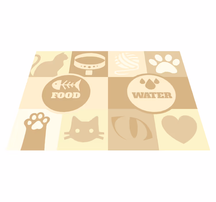 Vinyl tapijt kat water en voer - TenStickers