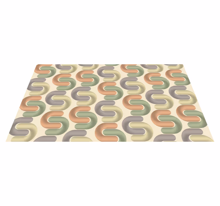 Gebogen kleurpatronen vinyl tapijt woonkamer - TenStickers