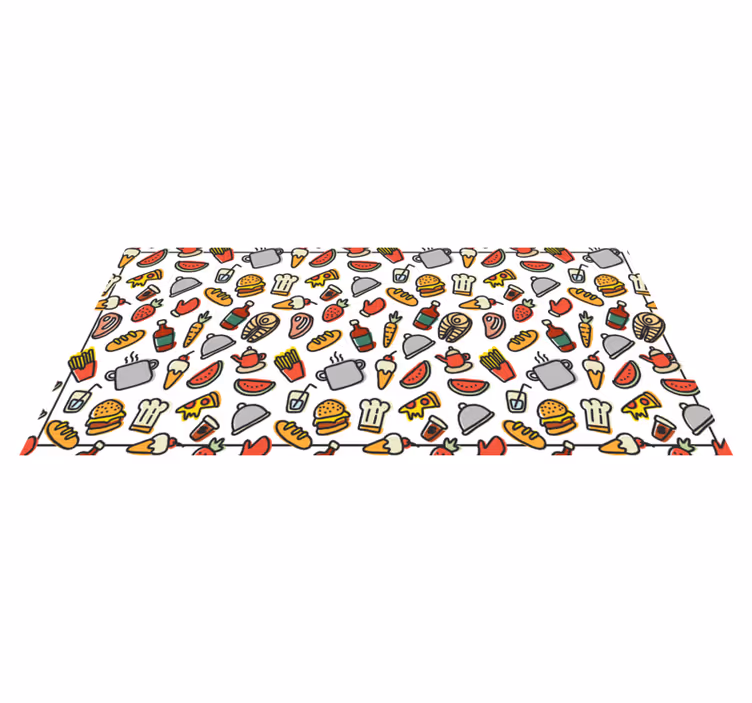 Patroon pictogrammen van eten vinyl tapijt - TenStickers