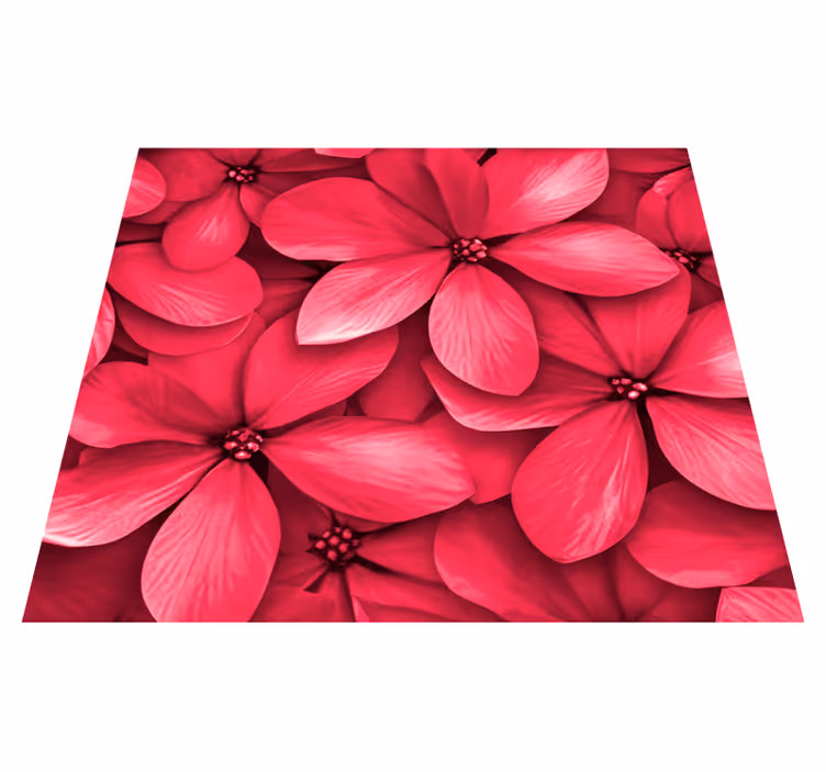Digitale rode bloemen hal vinyl tapijt - TenStickers