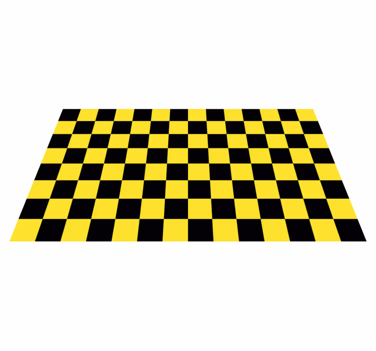 Geel en zwart schaakbord vinyl tapijt - TenStickers