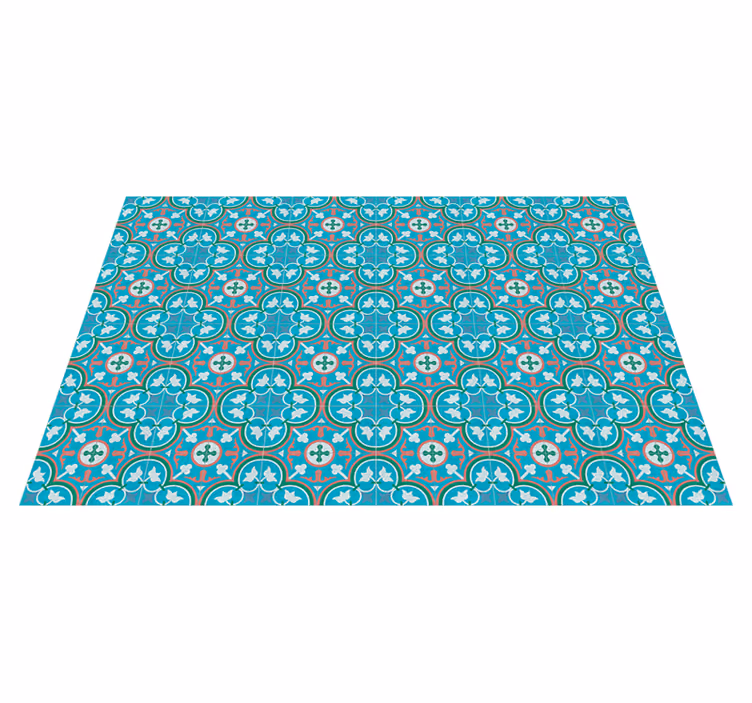 Blauwe hydraulische tegel vinyl tapijt antiek - TenStickers