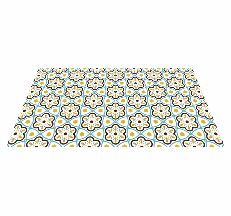 Patroon bloemen hydraulische tegel vinyl tapijt - TenStickers