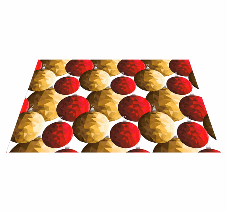 Gouden en rode ballen kerst vinyl tapijt - TenStickers
