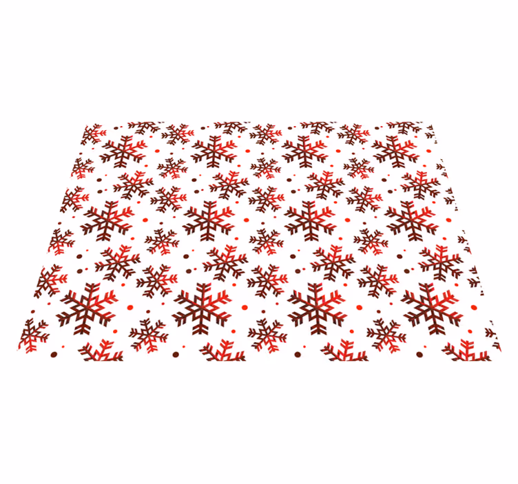 Rode sneeuw vlokken kerst vinyl tapijt - TenStickers