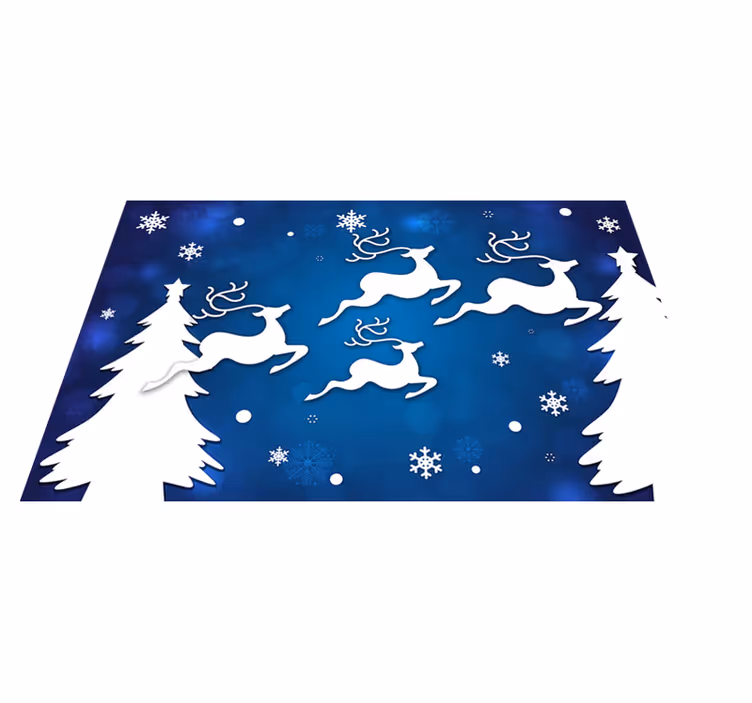 Rendieren vliegen blauwe kerst tapijt - TenStickers