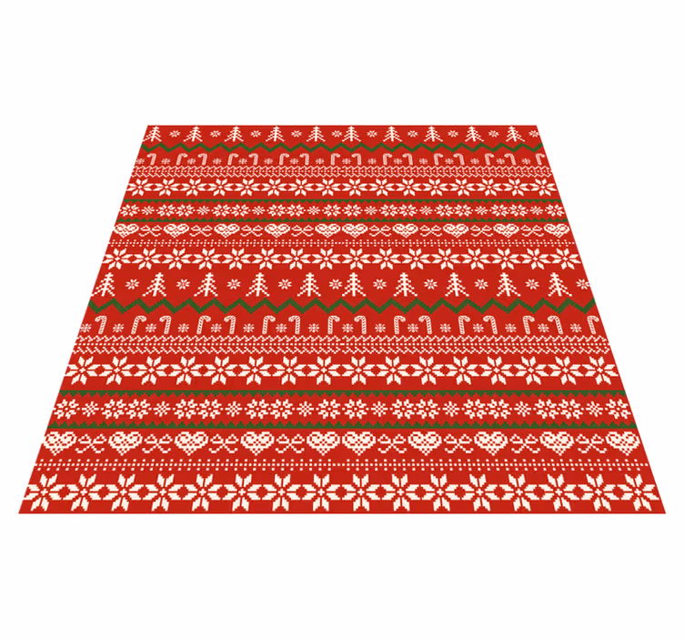 Rood kerst patroon vinyl tapijt - TenStickers