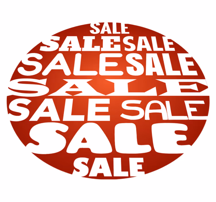 Rond Vinyl tapijt rood met tekst 'sale' - TenStickers