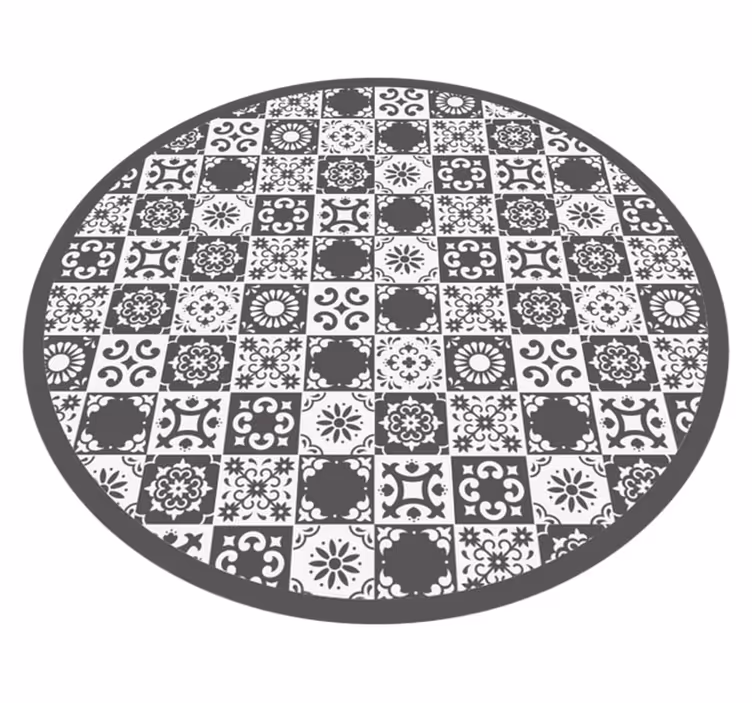 Grijze iberische tegels vinyl tapijt rond - TenStickers