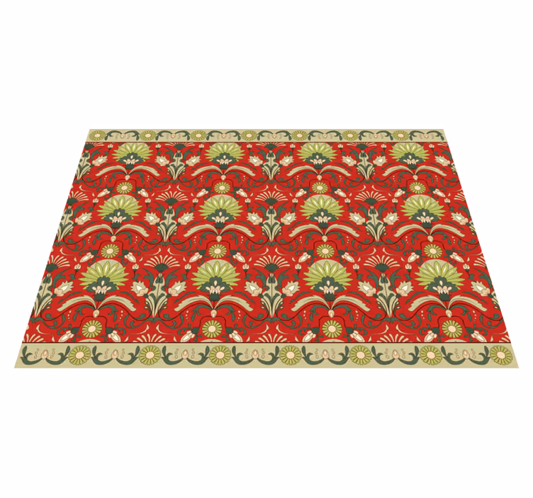 Traditioneel groen ontwerp vinyl tapijt eetkamer - TenStickers
