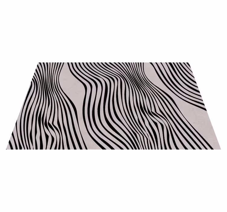 Zwarte abstracte lijnen vinyl tapijt eetkamer - TenStickers