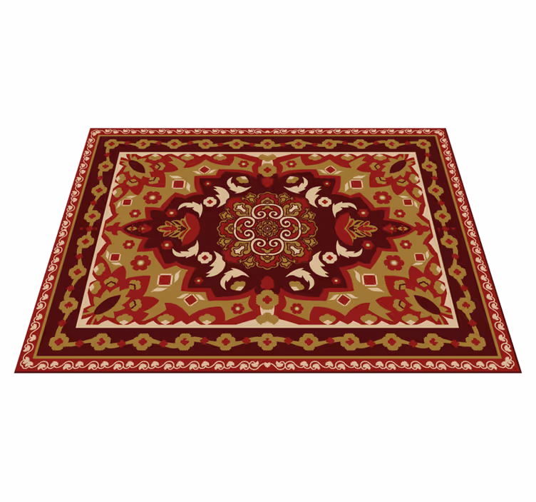 Vintage bloemen geometrisch vinyl tapijt  - TenStickers