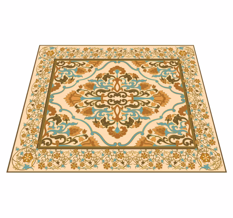 Mandala beige ontwerp vinyl tapijt eetkamer - TenStickers