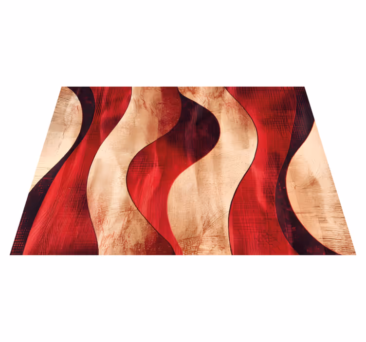 Modern golvenpatroon vinyl tapijt rood - TenStickers