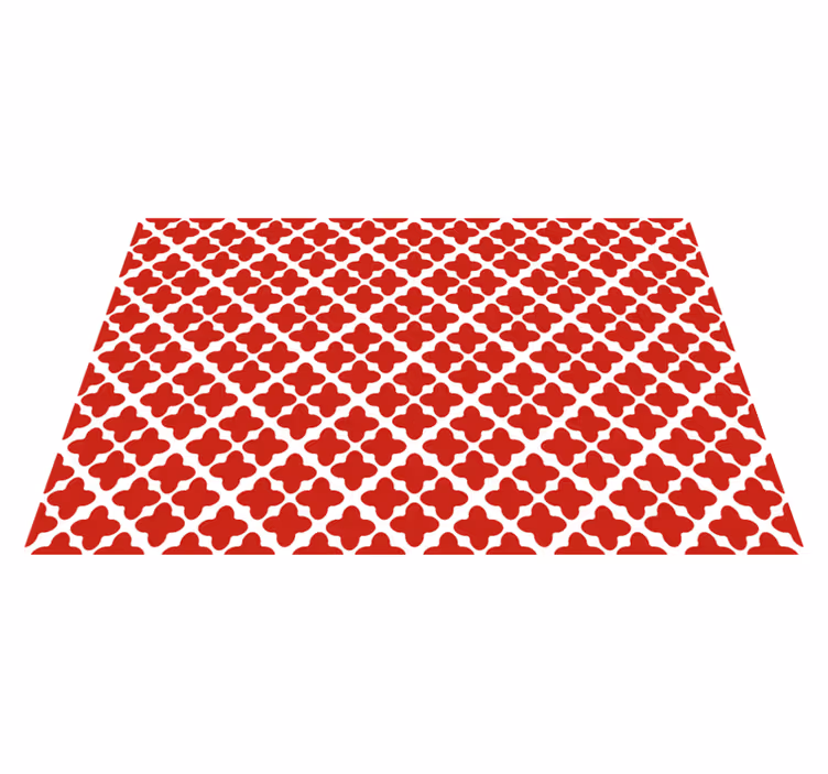 Wit geometrisch patroon vinyl tapijt rood - TenStickers
