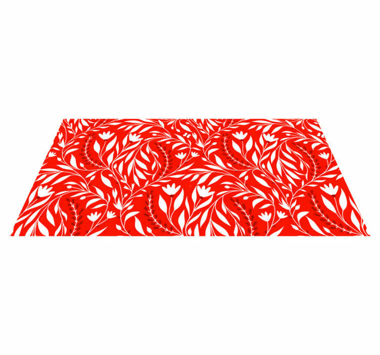 Bloemig bladontwerp Vinyl tapijt rood - TenStickers