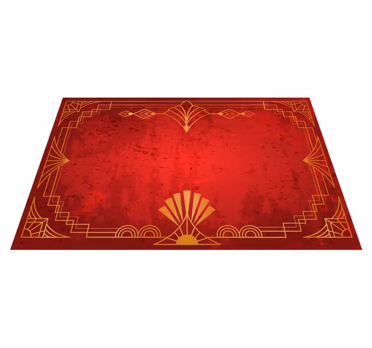 Gouden patroonrand Vinyl tapijt rood - TenStickers