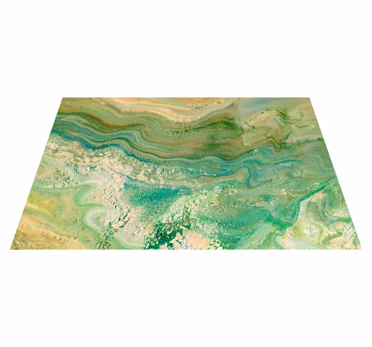 Groene en beige kleuren marmeren vinyl tapijt - TenStickers