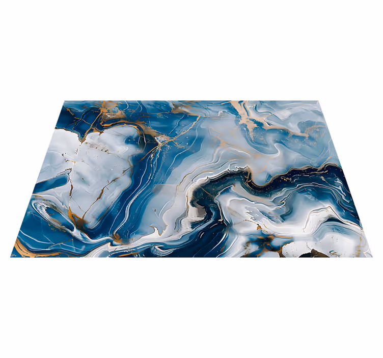 Marineblauwe en witte kleuren marmeren vinyl tapijt - TenStickers