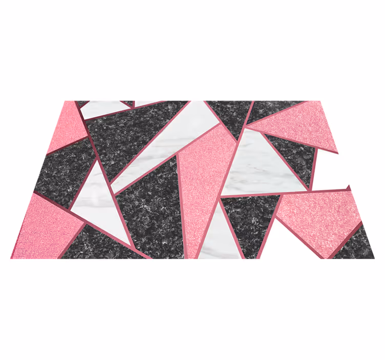 Roze en grijze geometrische vormen marmeren vinyl tapijt - TenStickers