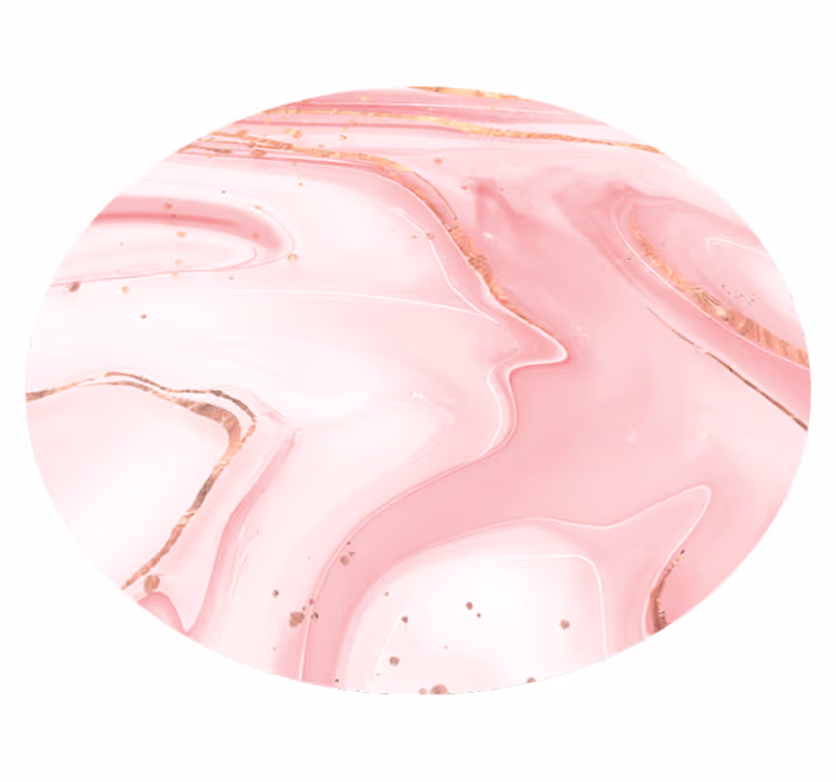 Ronde vorm roze & witte kleuren marmeren vinyl tapijt - TenStickers