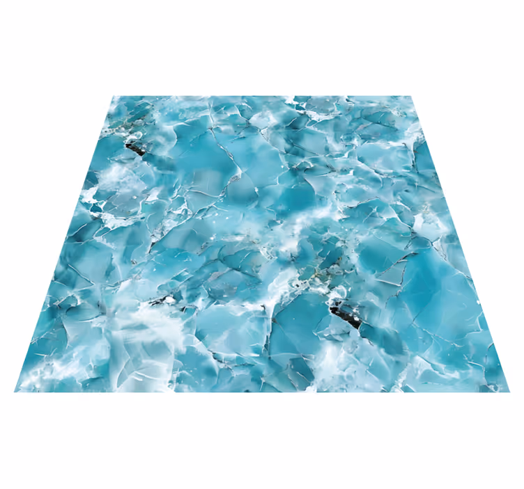 Turkooisblauw marmeren vinyl tapijt - TenStickers