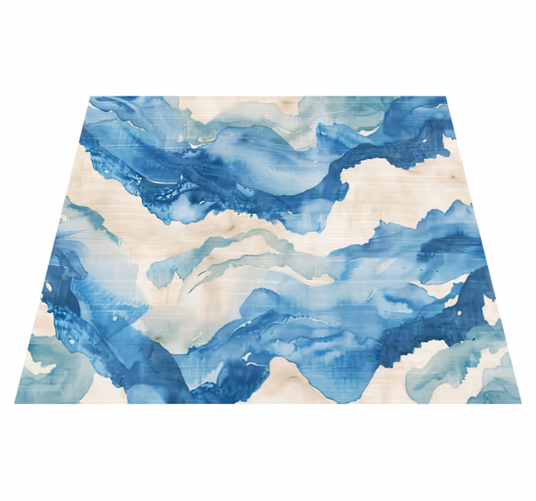 Gemarmerde golven vinyl tapijt blauw - TenStickers