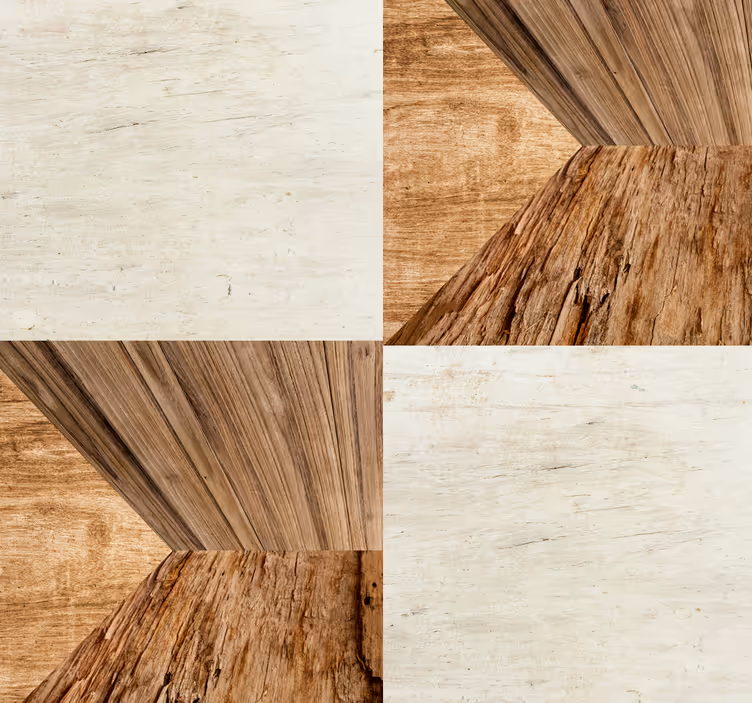 Geometrisch hout behang houtlook - TenStickers