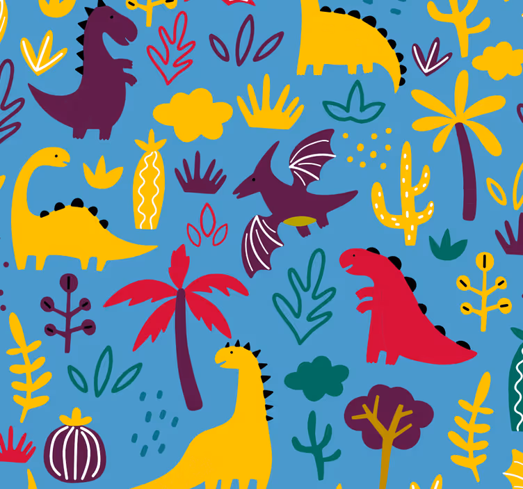 Dinosaurusfauna behang dieren - TenStickers