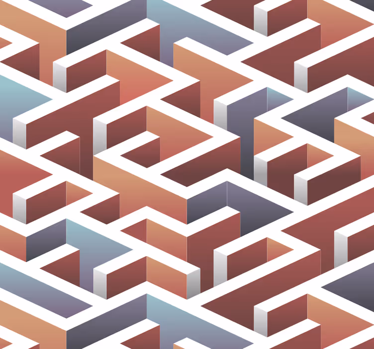In elkaar grijpend patroon behang geometrisch - TenStickers