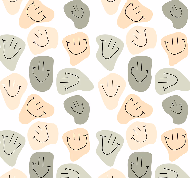 Abstracte smileypatronen behang kunst - TenStickers
