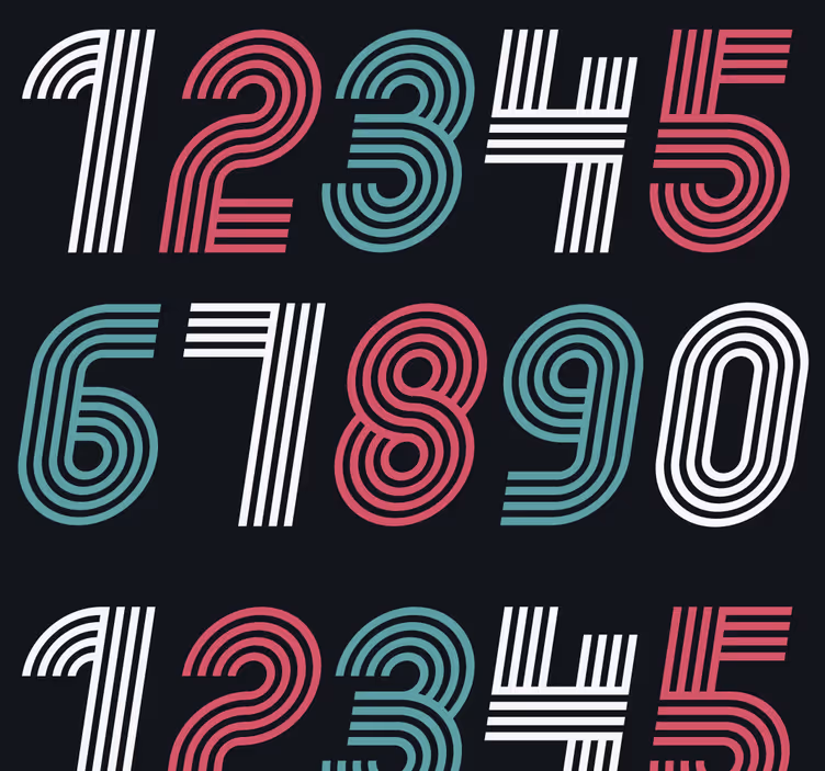 Nummerpatroon ontwerp behang anders vintage - TenStickers