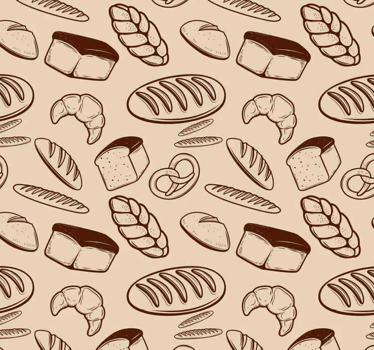 Bakkerij elementen patroon behang keuken - TenStickers