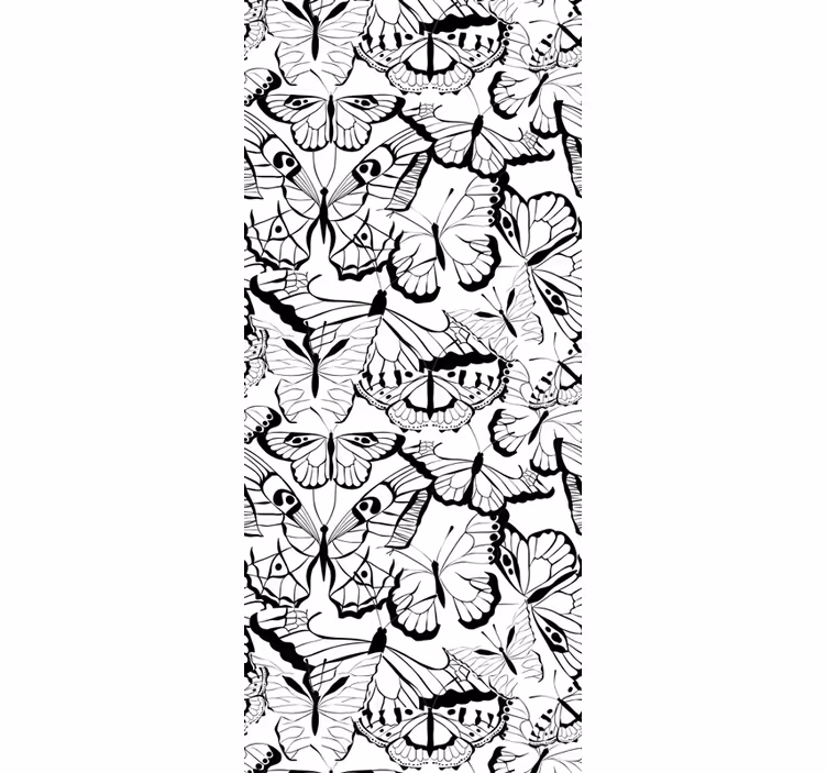 Elegant zwart-wit motief vlinders behang - TenStickers
