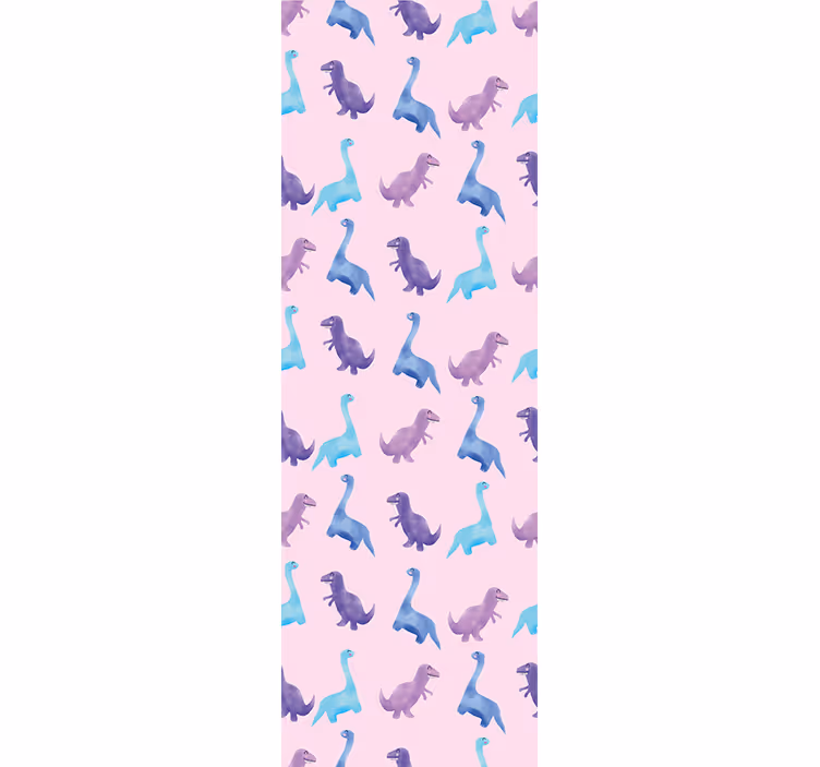 Roze kinderkamer patroon dinosaurus behang - TenStickers