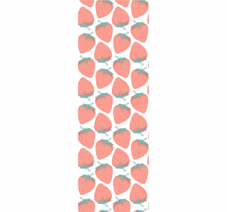 Motief met aardbeienmotief behang keuken - TenStickers